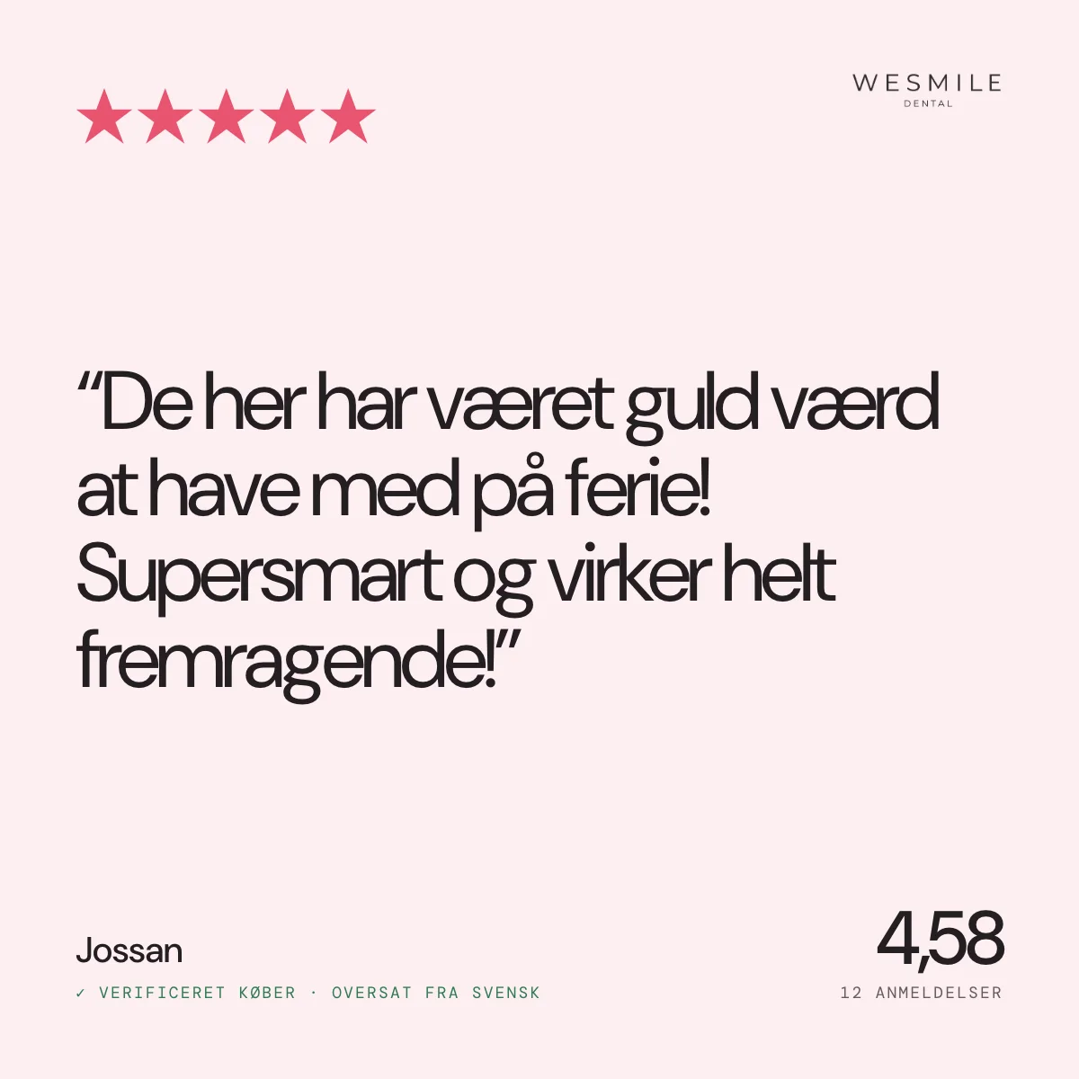 Anmeldelse: guld at have med på ferie, 4,58 fra 12 anmeldelser